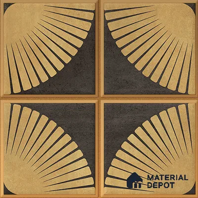 Metallic Wall & Floor Tile TL 07234 Golden Arc 1 ft x 1 ft Ceramic Matte Finish - 9 mm  | 2 mm Spacer is Mandatory | Suitable For Bathroom, Kitchen, Dining Area | Please Expect a Slight Variation of Pattern (Sample)